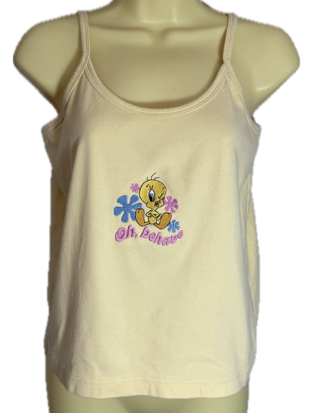 Vintage 1999 Looney Tunes Tweety Bird Tank Top XL Oh Behave Y2K 90s